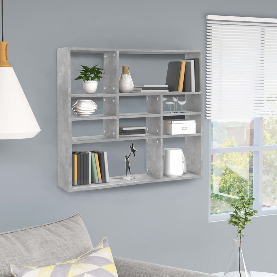 Wandschap 90x16x78 cm spaanplaat betongrijs Betongrijs