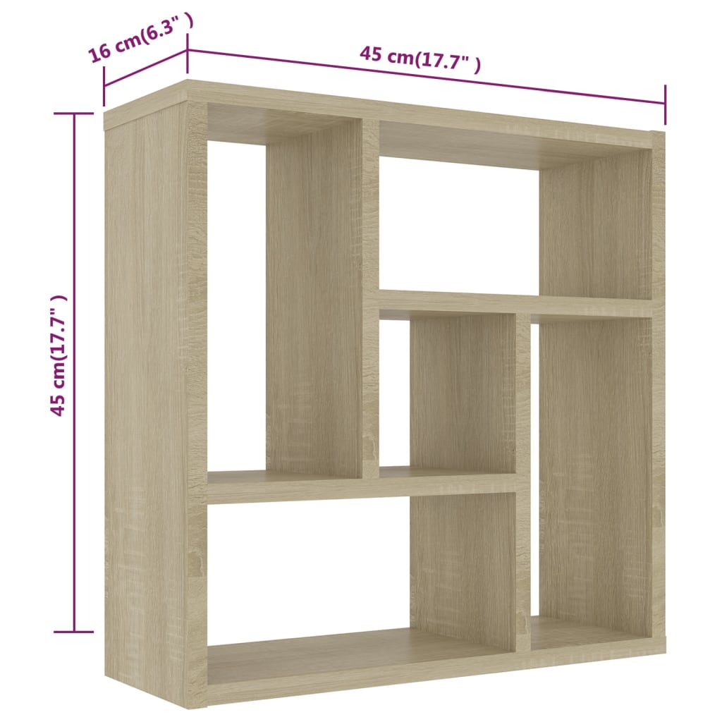 Wandschap 45,X6X45, Cm Spaanplaat Kleurig Sonoma eiken