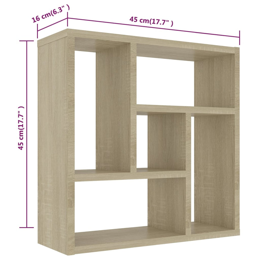 Wandschap 45,X6X45, Cm Spaanplaat Kleurig Sonoma eiken