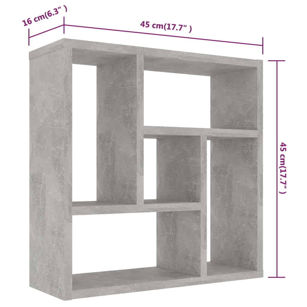 Wandschap 45,X6X45, Cm Spaanplaat Betongrijs