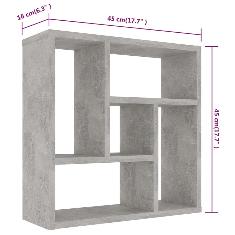 Wandschap 45,X6X45, Cm Spaanplaat Betongrijs