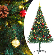 Kunstkerstboom 150 cm groen met verlichting en ballen