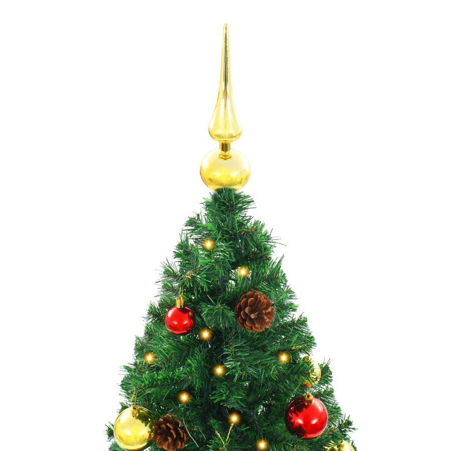 Kunstkerstboom met verlichting en kerstballen 150 cm groen