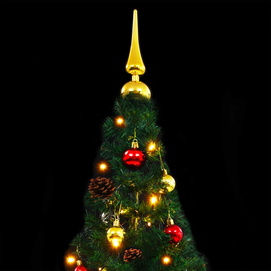 Kunstkerstboom met verlichting en kerstballen 150 cm groen