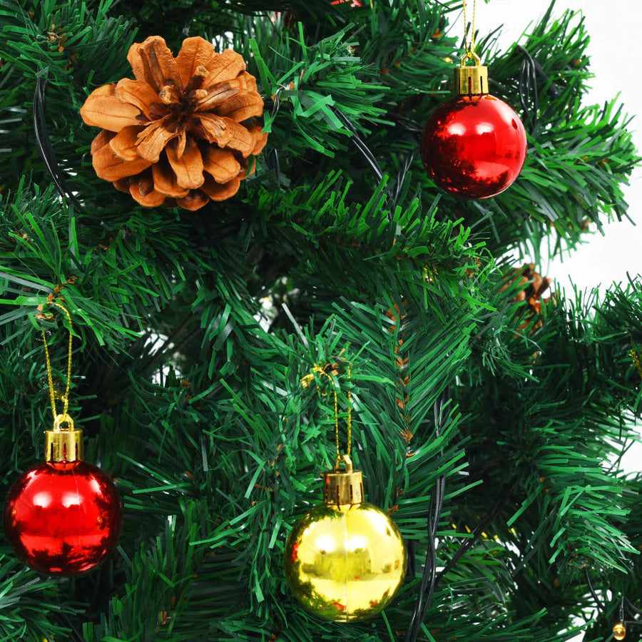 Kunstkerstboom met verlichting en kerstballen 150 cm groen