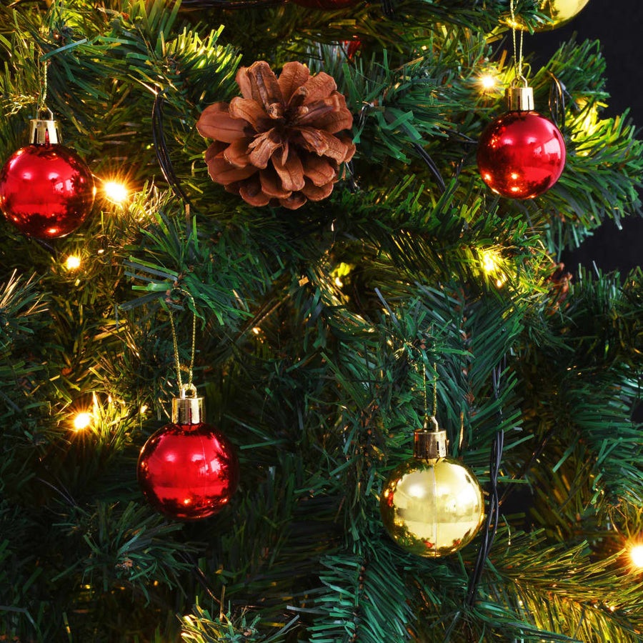 Kunstkerstboom met verlichting en kerstballen 150 cm groen