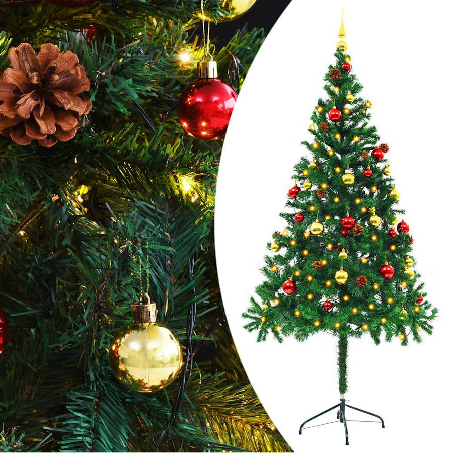 Kunstkerstboom Met Verlichting En Kerstballen 180 Cm 180 x 90 cm