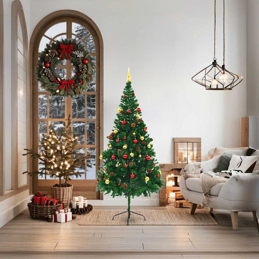 Kunstkerstboom Met Verlichting En Kerstballen 180 Cm 180 x 90 cm