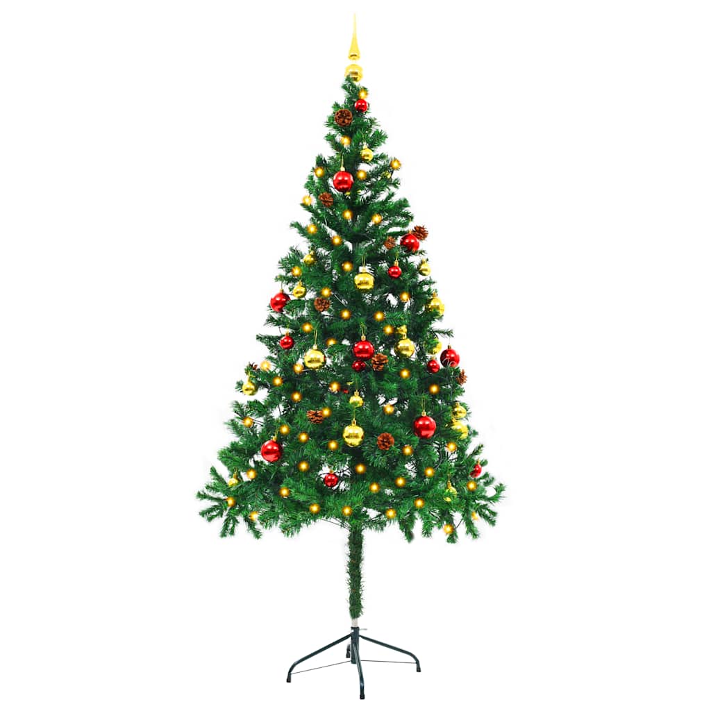 Kunstkerstboom Met Verlichting En Kerstballen 180 Cm 180 x 90 cm