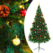 Kunstkerstboom 210 cm groen met verlichting en ballen