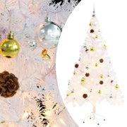 Kunstkerstboom 150 cm wit met verlichting en ballen