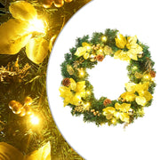 Kerstkrans 60 cm groen goud LED PVC