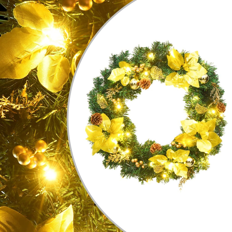 Kerstkrans met LED-verlichting Groen 60 cm PVC