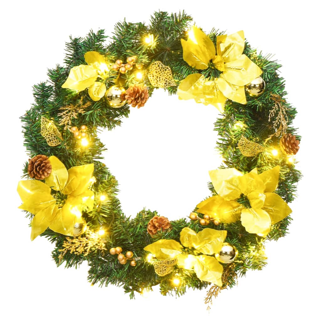 Kerstkrans met LED-verlichting Groen 60 cm PVC