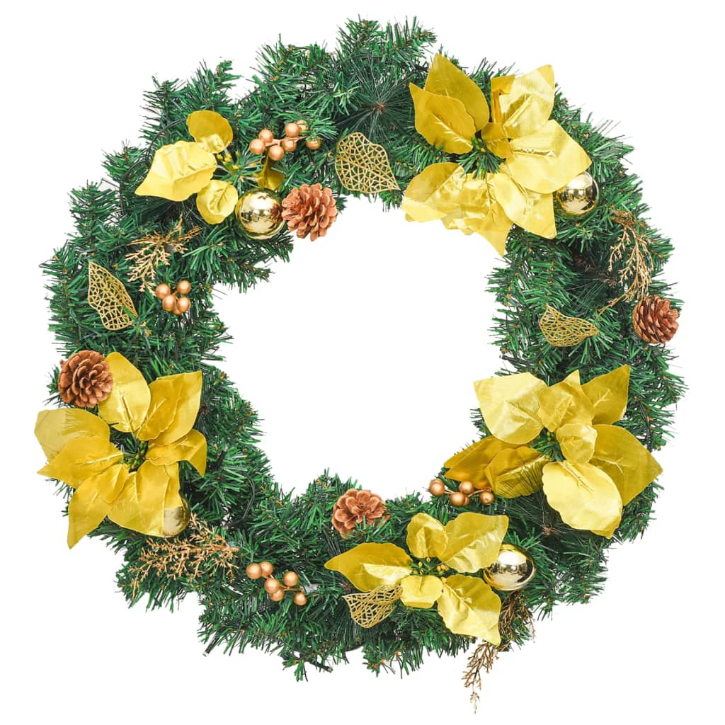 Kerstkrans met LED-verlichting Groen 60 cm PVC