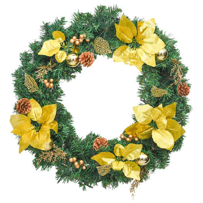 Kerstkrans met LED-verlichting Groen 60 cm PVC