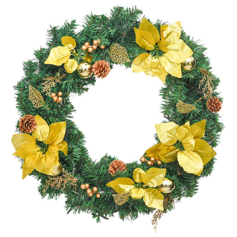 Kerstkrans met LED-verlichting Groen 60 cm PVC
