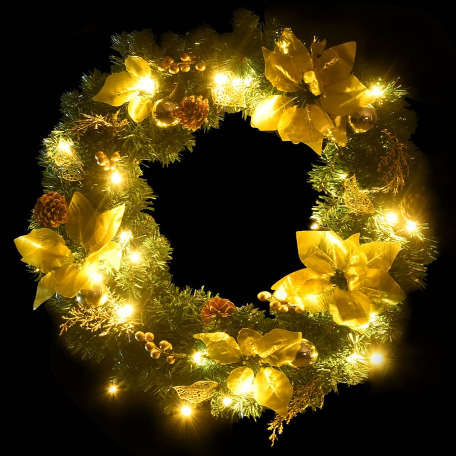 Kerstkrans met LED-verlichting Groen 60 cm PVC