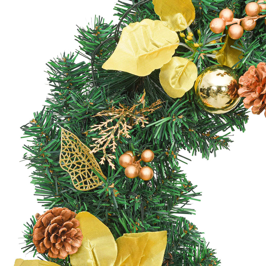 Kerstkrans met LED-verlichting Groen 60 cm PVC