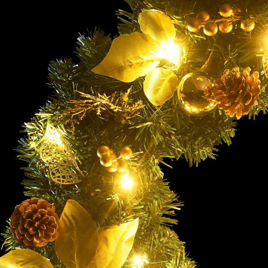 Kerstkrans met LED-verlichting Groen 60 cm PVC