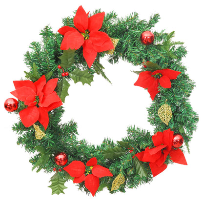 Kerstkrans met LED lampjes 60 cm PVC groen