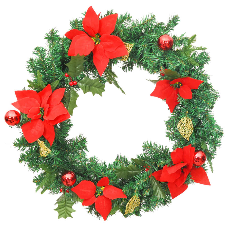 Kerstkrans met LED lampjes 60 cm PVC groen