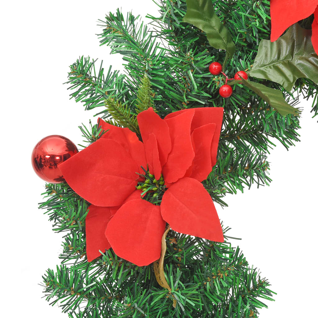 Kerstkrans met LED lampjes 60 cm PVC groen