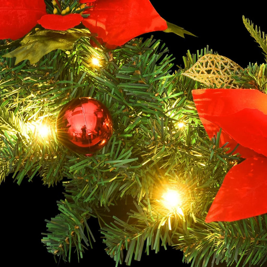 Kerstkrans met LED lampjes 60 cm PVC groen
