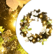 Kerstkrans 60 cm PVC zwart met LED