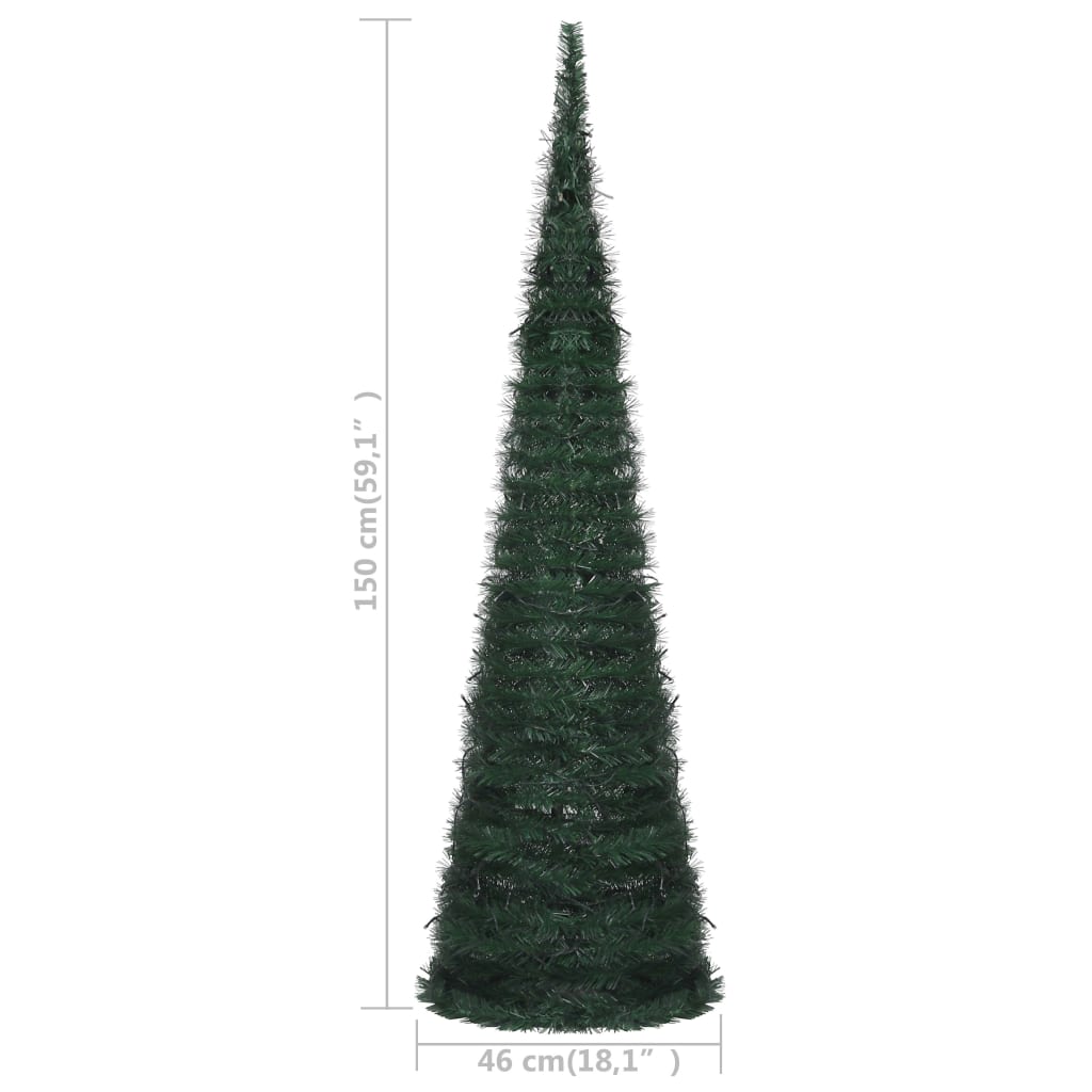 Kunstkerstboom met verlichting pop-up 150 cm groen
