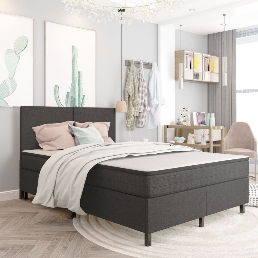 Boxspring Stof Donkergrijs 180 x 200 cm