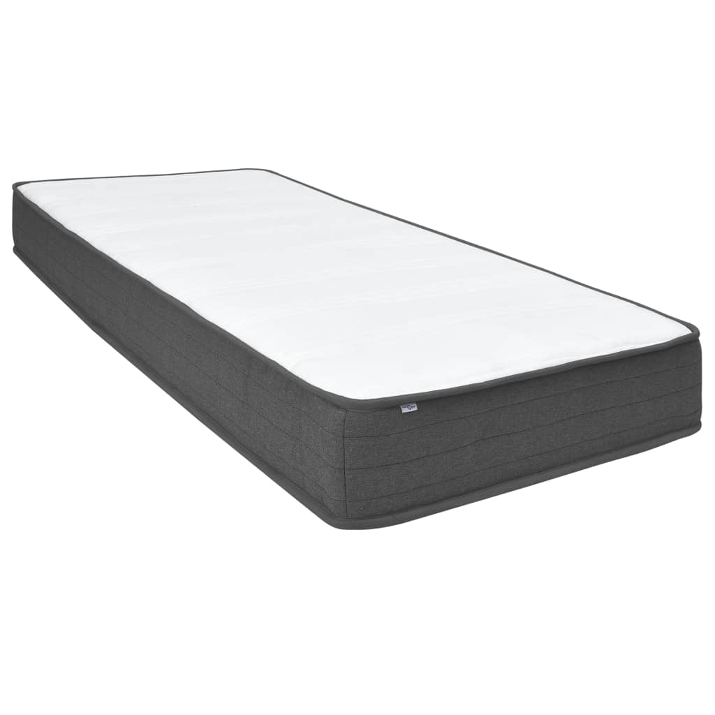 Boxspring Stof Donkergrijs 200 x 200 cm Effen hoofdeinde + 35,5 cm bedbodem