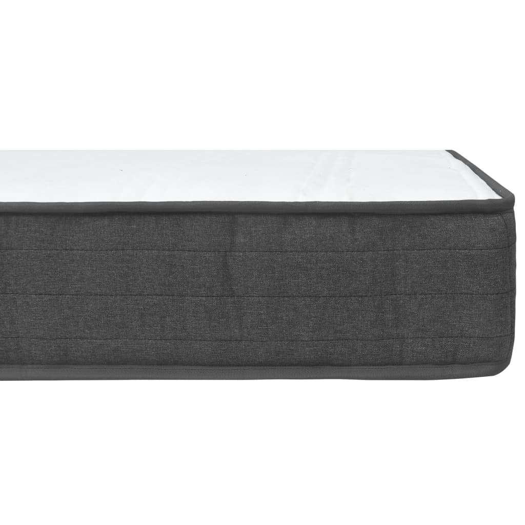 Boxspring Stof Donkergrijs 200 x 200 cm Effen hoofdeinde + 35,5 cm bedbodem
