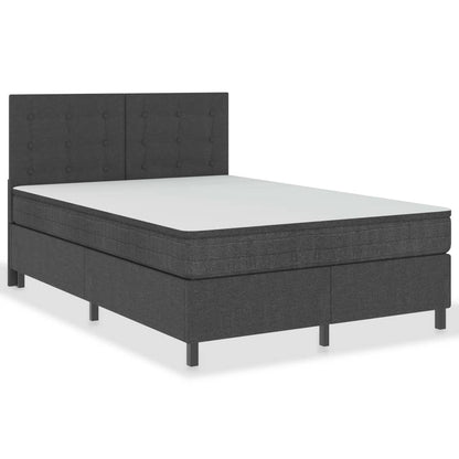 Boxspring Stof Donkergrijs 140 x 200 cm Gecapitonneerd hoofdeinde + 35,5 cm bedbodem