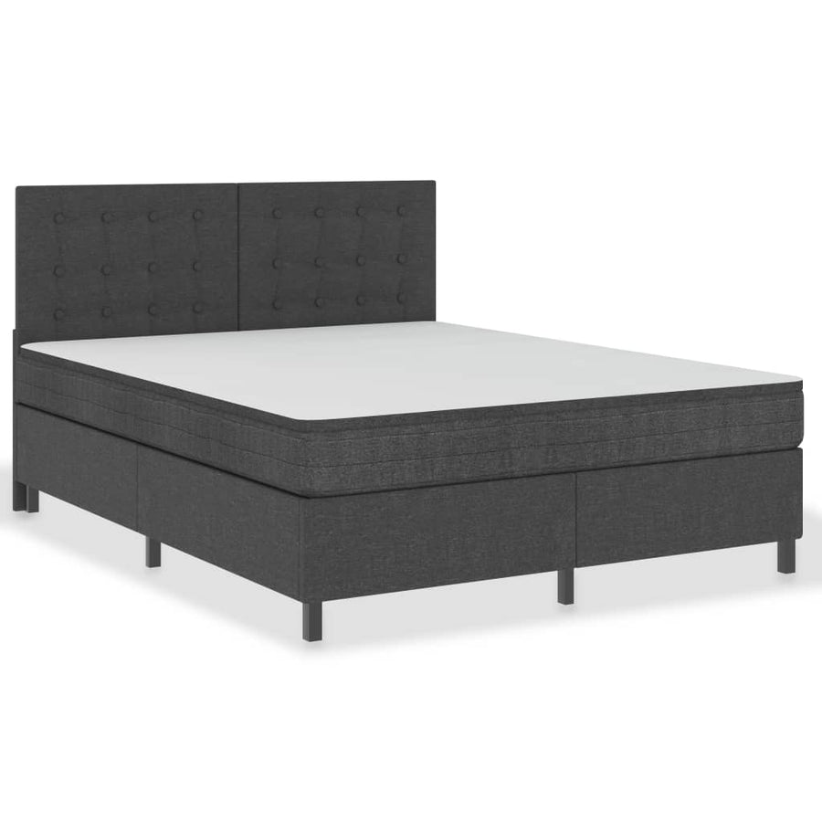 Boxspring Stof Donkergrijs 160 x 200 cm Gecapitonneerd hoofdeinde + 35,5 cm bedbodem