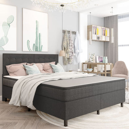 Boxspring Stof Donkergrijs 160 x 200 cm Gecapitonneerd hoofdeinde + 35,5 cm bedbodem