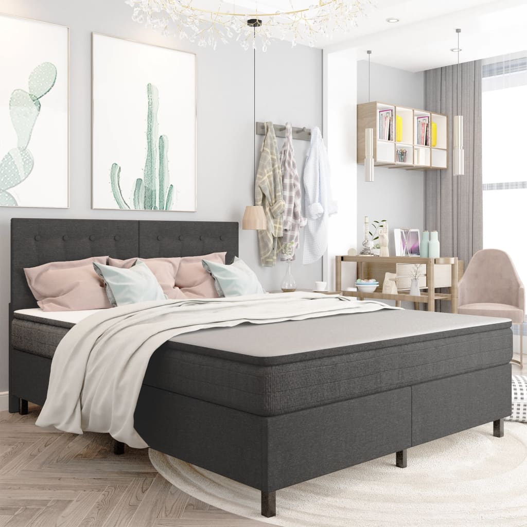 Boxspring Stof Donkergrijs 180 x 200 cm
