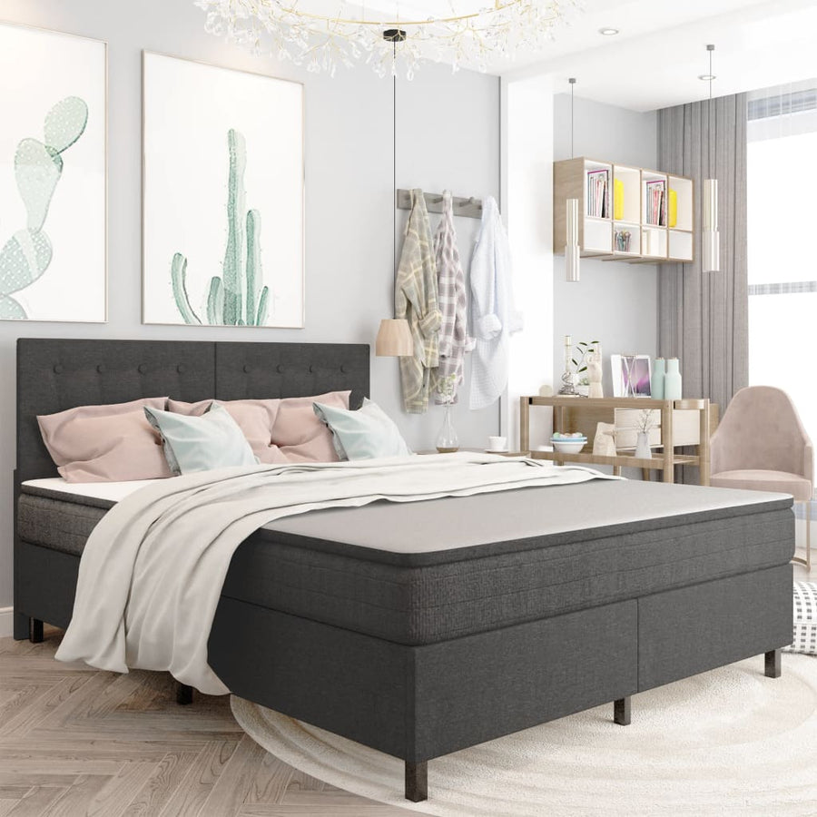 Boxspring Stof Donkergrijs 180 x 200 cm