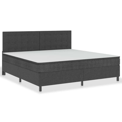 Boxspring Stof Donkergrijs 200 x 200 cm Gecapitonneerd hoofdeinde + 35,5 cm bedbodem