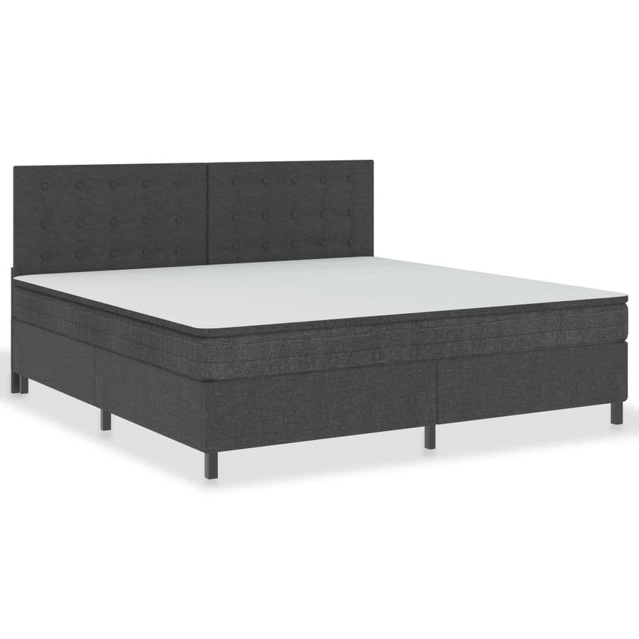 Boxspring Stof Donkergrijs 200 x 200 cm Gecapitonneerd hoofdeinde + 35,5 cm bedbodem