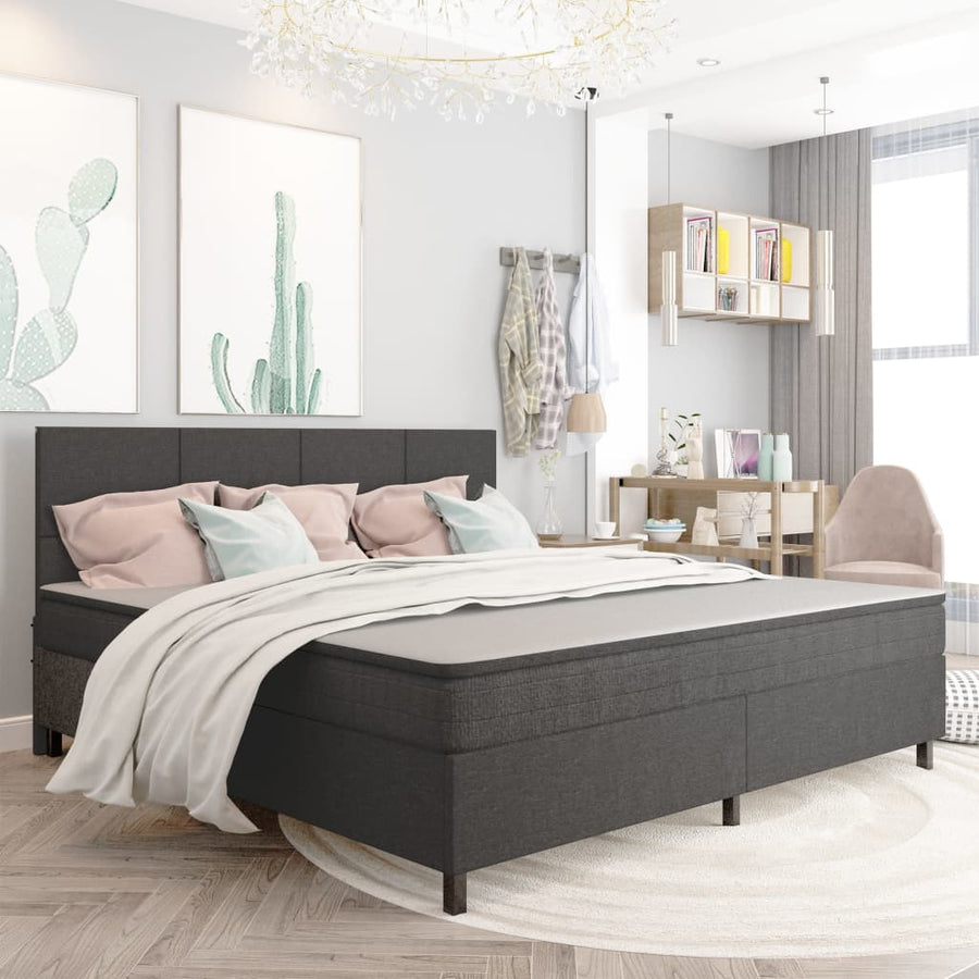 Boxspring Stof Donkergrijs 200 x 200 cm
