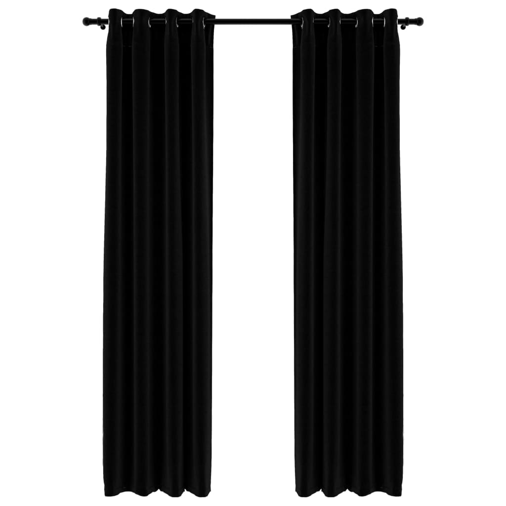 Gordijnen Linnen-Look Verduisterend Ogen 140 x 225 cm Zwart