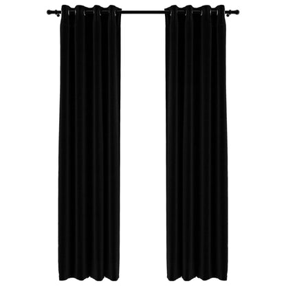 Gordijnen Linnen-Look Verduisterend Ogen 140 x 225 cm Zwart