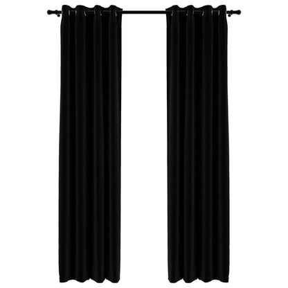 Gordijnen Linnen-Look Verduisterend Ogen 140 x 245 cm Zwart