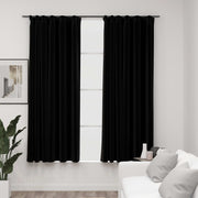 Gordijnen verduisterend linnen-look 2 st 140x175 cm zwart