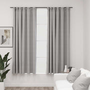 Gordijnen verduisterend linnen-look 2 st 140x175 cm grijs