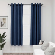 Gordijnen verduisterend linnen-look 2 st 140x175 cm blauw