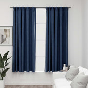 Gordijnen verduisterend linnen-look 140x175 cm blauw