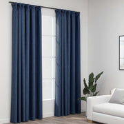 Gordijnen verduisterend linnen-look 2 st 140x225 cm blauw
