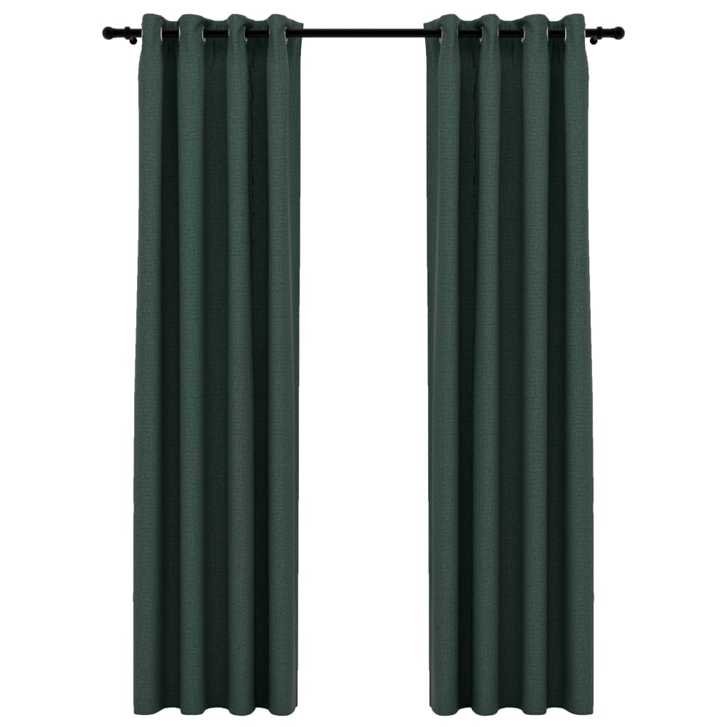 Gordijnen Linnen-Look Verduisterend Ogen 140 x 245 cm Groen